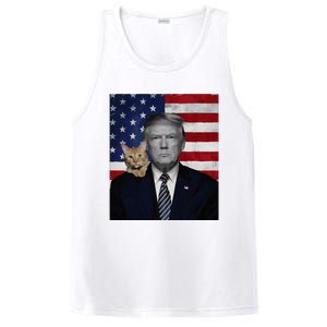 Donald Trump And Cat Political Usa Flag Election 2024 PosiCharge Competitor Tank