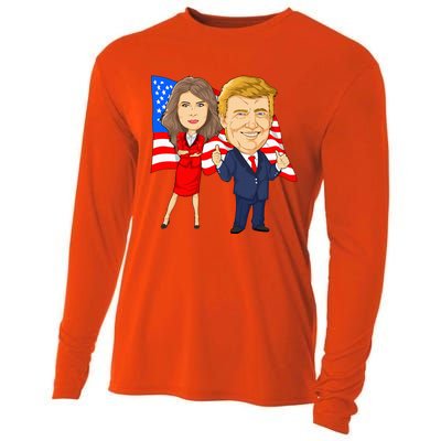 Donald Trump And Melania Trump Potus Flotus Usa Cooling Performance Long Sleeve Crew