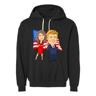 Donald Trump And Melania Trump Potus Flotus Usa Garment-Dyed Fleece Hoodie