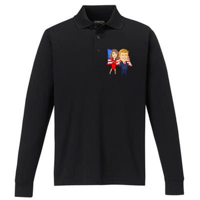 Donald Trump And Melania Trump Potus Flotus Usa Performance Long Sleeve Polo