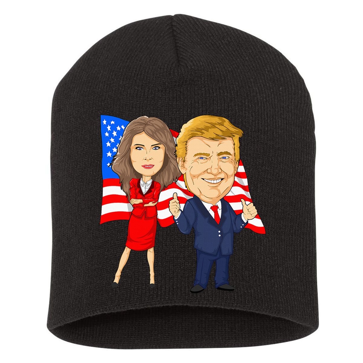 Donald Trump And Melania Trump Potus Flotus Usa Short Acrylic Beanie