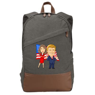 Donald Trump And Melania Trump Potus Flotus Usa Cotton Canvas Backpack