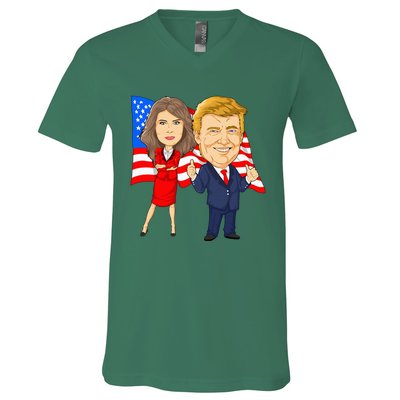 Donald Trump And Melania Trump Potus Flotus Usa V-Neck T-Shirt