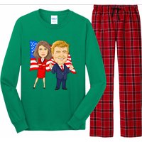 Donald Trump And Melania Trump Potus Flotus Usa Long Sleeve Pajama Set