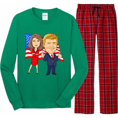 Donald Trump And Melania Trump Potus Flotus Usa Long Sleeve Pajama Set