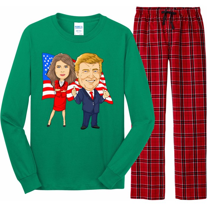 Donald Trump And Melania Trump Potus Flotus Usa Long Sleeve Pajama Set