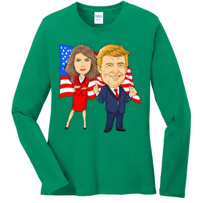 Donald Trump And Melania Trump Potus Flotus Usa Ladies Long Sleeve Shirt