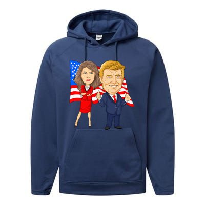 Donald Trump And Melania Trump Potus Flotus Usa Performance Fleece Hoodie