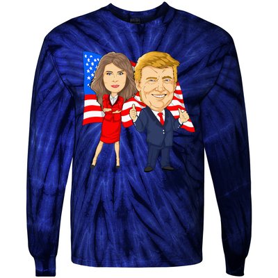 Donald Trump And Melania Trump Potus Flotus Usa Tie-Dye Long Sleeve Shirt