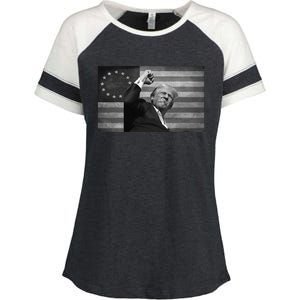 Donald Trump Assassination Attempt Us Flag Enza Ladies Jersey Colorblock Tee