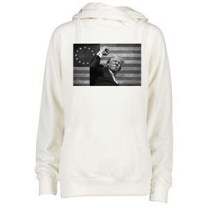 Donald Trump Assassination Attempt Us Flag Womens Funnel Neck Pullover Hood