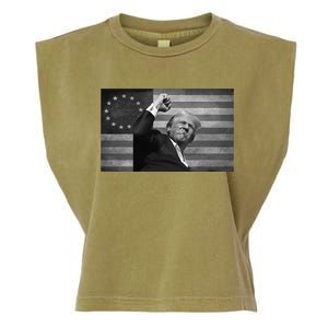 Donald Trump Assassination Attempt Us Flag Garment-Dyed Women's Muscle Tee