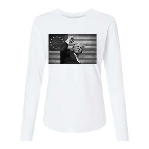 Donald Trump Assassination Attempt Us Flag Womens Cotton Relaxed Long Sleeve T-Shirt