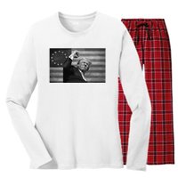 Donald Trump Assassination Attempt Us Flag Women's Long Sleeve Flannel Pajama Set 