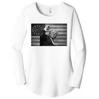 Donald Trump Assassination Attempt Us Flag Women's Perfect Tri Tunic Long Sleeve Shirt