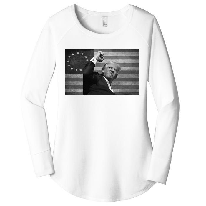 Donald Trump Assassination Attempt Us Flag Women's Perfect Tri Tunic Long Sleeve Shirt