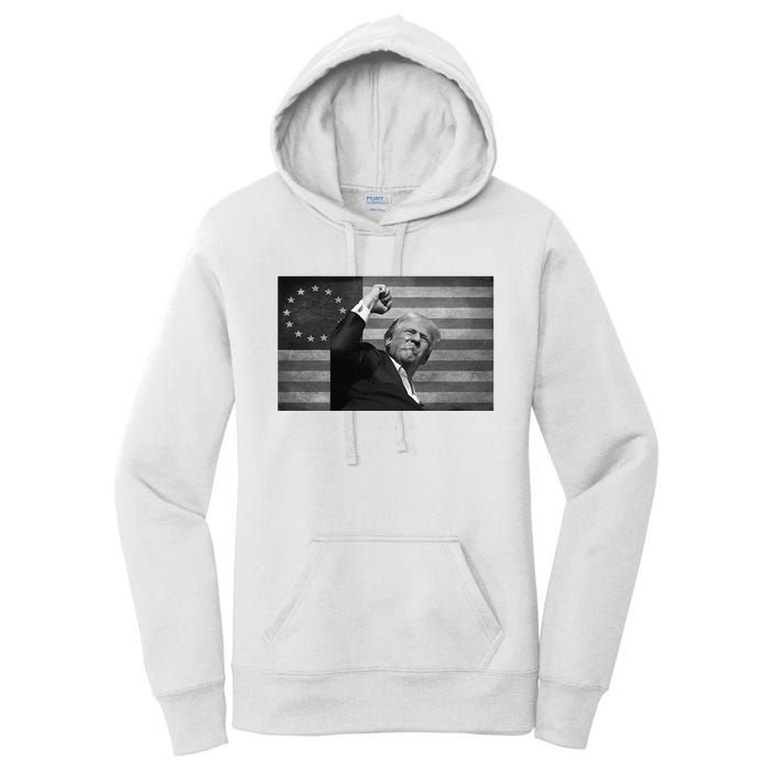 Donald Trump Assassination Attempt Us Flag Women's Pullover Hoodie