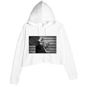 Donald Trump Assassination Attempt Us Flag Crop Fleece Hoodie