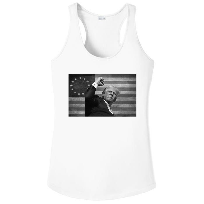 Donald Trump Assassination Attempt Us Flag Ladies PosiCharge Competitor Racerback Tank