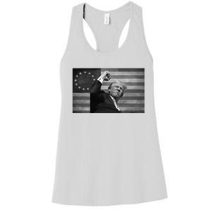 Donald Trump Assassination Attempt Us Flag Women's Racerback Tank