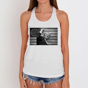 Donald Trump Assassination Attempt Us Flag Women's Knotted Racerback Tank