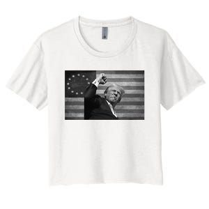 Donald Trump Assassination Attempt Us Flag Women's Crop Top Tee