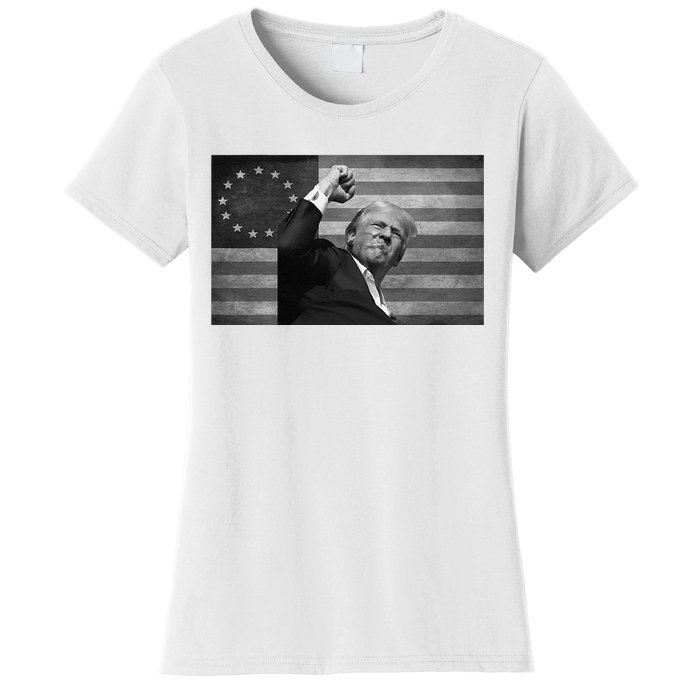 Donald Trump Assassination Attempt Us Flag Women's T-Shirt