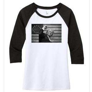 Donald Trump Assassination Attempt Us Flag Women's Tri-Blend 3/4-Sleeve Raglan Shirt