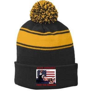 Donald Trump Assassination Stripe Pom Pom Beanie