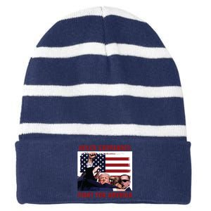 Donald Trump Assassination Striped Beanie with Solid Band