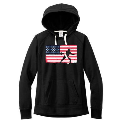 Discus Thrower American Flag Track And Field Throwing Discus Women's Fleece Hoodie