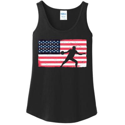 Discus Thrower American Flag Track And Field Throwing Discus Ladies Essential Tank