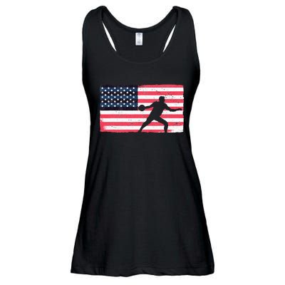 Discus Thrower American Flag Track And Field Throwing Discus Ladies Essential Flowy Tank