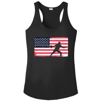 Discus Thrower American Flag Track And Field Throwing Discus Ladies PosiCharge Competitor Racerback Tank