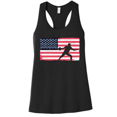 Discus Thrower American Flag Track And Field Throwing Discus Women's Racerback Tank