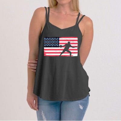 Discus Thrower American Flag Track And Field Throwing Discus Women's Strappy Tank