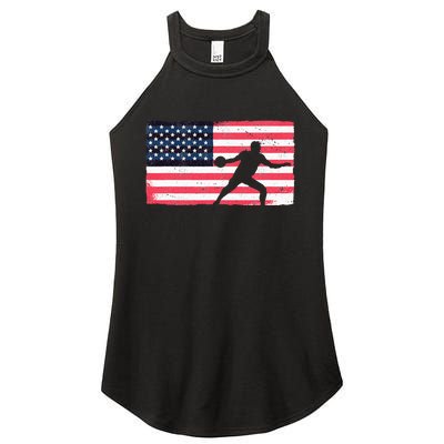 Discus Thrower American Flag Track And Field Throwing Discus Women's Perfect Tri Rocker Tank