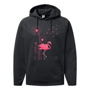 Dandelion Tropical Animal Exotic Bird Wildlife Pink Flamingo Performance Fleece Hoodie