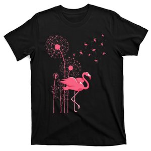 Dandelion Tropical Animal Exotic Bird Wildlife Pink Flamingo T-Shirt