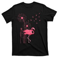 Dandelion Tropical Animal Exotic Bird Wildlife Pink Flamingo T-Shirt