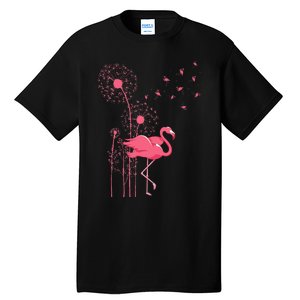 Dandelion Tropical Animal Exotic Bird Wildlife Pink Flamingo Tall T-Shirt