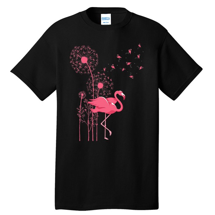 Dandelion Tropical Animal Exotic Bird Wildlife Pink Flamingo Tall T-Shirt