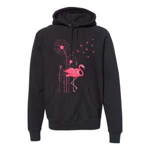 Dandelion Tropical Animal Exotic Bird Wildlife Pink Flamingo Premium Hoodie