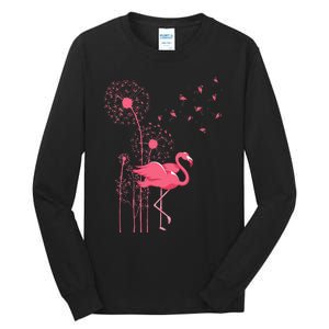 Dandelion Tropical Animal Exotic Bird Wildlife Pink Flamingo Tall Long Sleeve T-Shirt