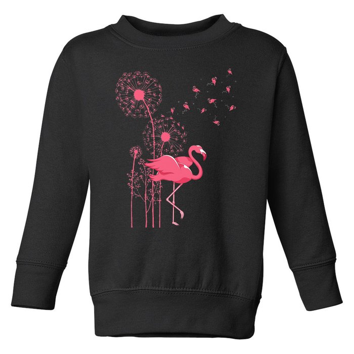 Dandelion Tropical Animal Exotic Bird Wildlife Pink Flamingo Toddler Sweatshirt