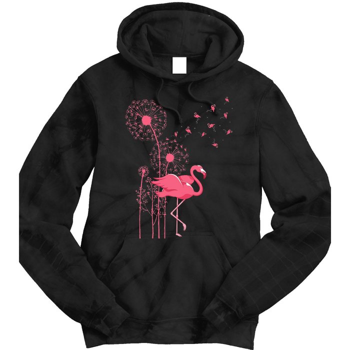 Dandelion Tropical Animal Exotic Bird Wildlife Pink Flamingo Tie Dye Hoodie