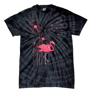 Dandelion Tropical Animal Exotic Bird Wildlife Pink Flamingo Tie-Dye T-Shirt