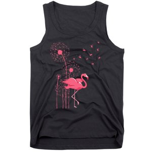 Dandelion Tropical Animal Exotic Bird Wildlife Pink Flamingo Tank Top