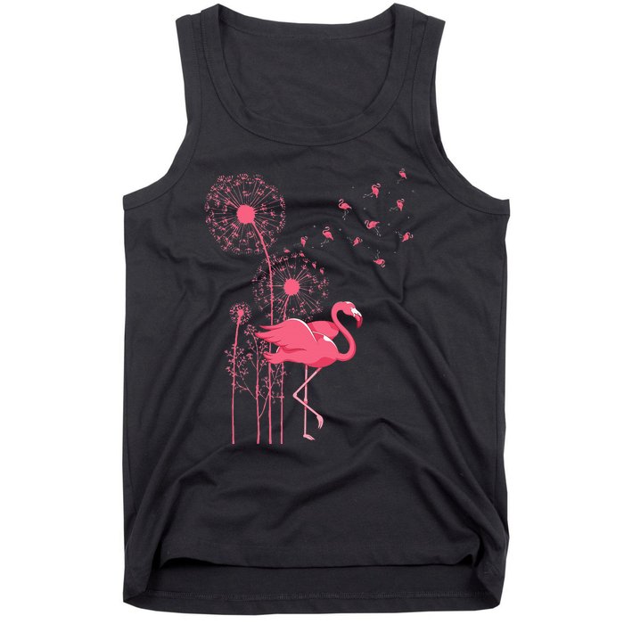 Dandelion Tropical Animal Exotic Bird Wildlife Pink Flamingo Tank Top