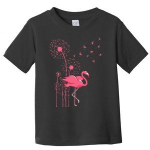 Dandelion Tropical Animal Exotic Bird Wildlife Pink Flamingo Toddler T-Shirt